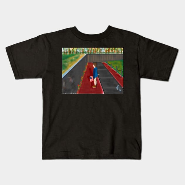 Little Boy at the Viet Nam Memorial Kids T-Shirt by LITDigitalArt